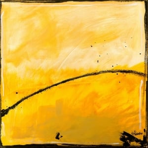 Tableau abstrait jaune sur toile, Yellow Sand de H. Romero