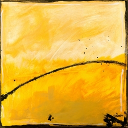 Quadro astratto giallo su tela, Yellow Sand di H. Romero