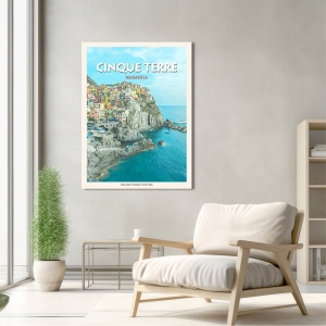 Poster vintage, toile et affiche, Cinque Terre: Manarola