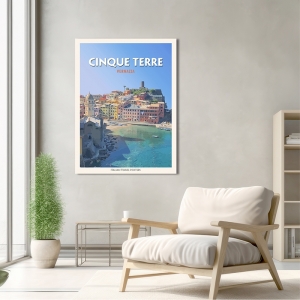 Vintage Poster, Kunstdruck, Leinwandbild, Cinque Terre: Vernazza