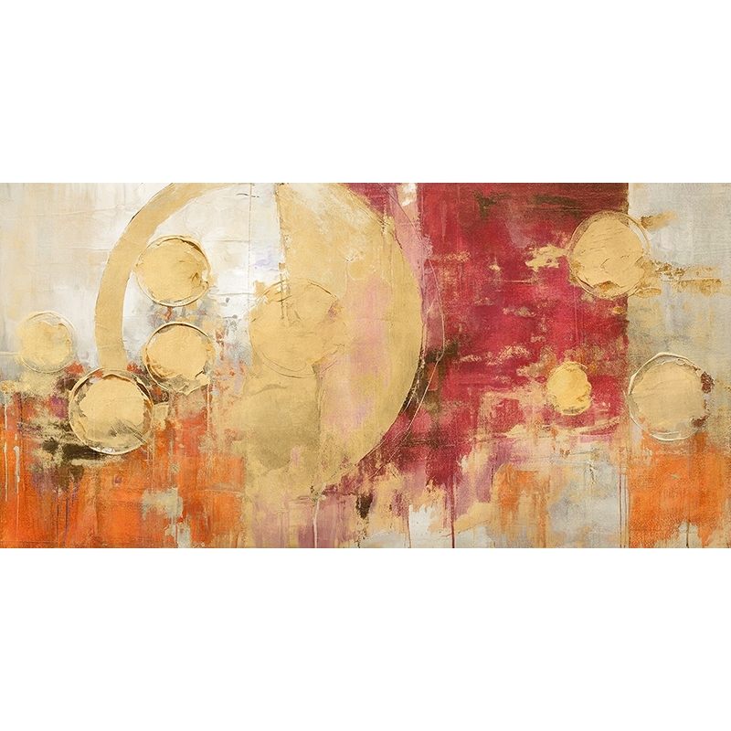 Abstract golden print and canvas, Glittering Planets, Jim Stone