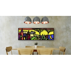 Wall art print and canvas. Wallas, Moon singing in the village