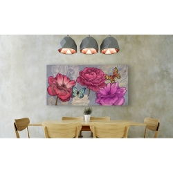 Wall art print and canvas. Eve C. Grant, Roses and butterflies (Ash)