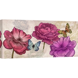 Quadro, stampa su tela. Eve C. Grant, Rose e farfalle