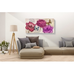 Wall art print and canvas. Eve C. Grant, Roses and butterflies