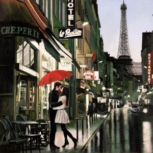 Cuadro romantico en canvas. Pierre Benson, Amor en Paris