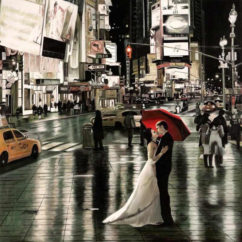 Cuadro romantico en canvas. Pierre Benson, Amor en Nueva York