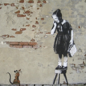 Tableau sur toile. Graffiti attributed to Banksy, New Orleans