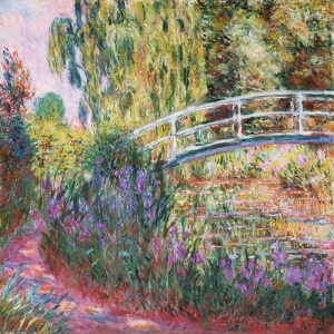 Quadro, stampa su tela. Claude Monet, Il ponte giapponese, stagno con ninfee (dettaglio)