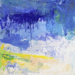 Abstrakte Leinwandbilder in Blau. Italo Corrado, Clear Night II