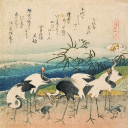 Tableau Japonais. Katsushika Hokusai, Les Grues