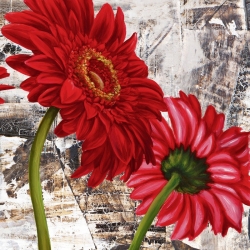 Cuadros de flores modernos en canvas. Gerberas rojas III