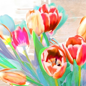 Tableau fleurs. Kelly Parr, Rêve de tulipes (détail)