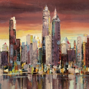 Wall art print and canvas. Luigi Florio, Evening in New York (detail)