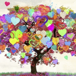Quadro, stampa su tela. Malìa Rodrigues, Tree of Love (dettaglio)