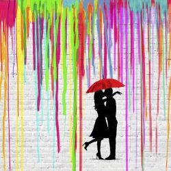 Cuadros graffiti en canvas. Romance in the Rain (detalle)
