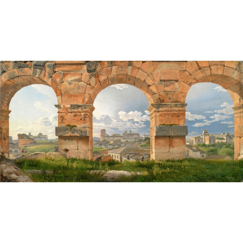 Tableau sur toile. Vue à travers les arcades du Colisée à Rome