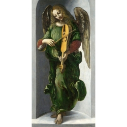 Tableau sur toile. After Leonardo da Vinci, Ange en vert avec une violette 
