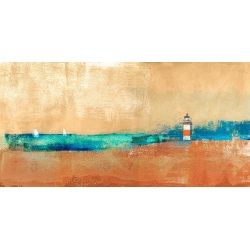 Quadro, stampa su tela. Alex Blanco, Coast Line and Lighthouse