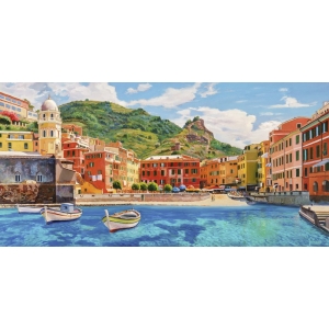 Wall art print and canvas. Adriano Galasso, Vernazza in the Sun