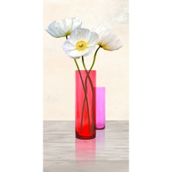Tableau floral sur toile. Coquelicots en vases en cristal (Purple II)