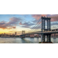 Cuadro en canvas, poster New York. El puente de Manhattan al atardecer