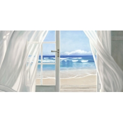 Wall art print and canvas. Pierre Benson, Window by the Sea (detail)