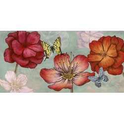 Leinwandbilder. Eve C. Grant, Blumen und Schmetterlinge (Acqua)