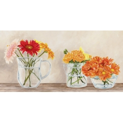Tableau sur toile. Remy Dellal, Fleurs et Vases Jaune