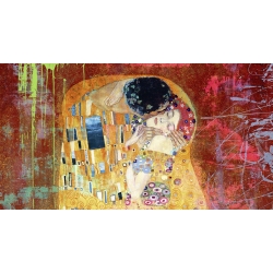 Pop Art Leinwandblder. Eric Chestier, Der Kuss von Klimt 2.0 (Detail)