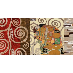 Tableau sur toile. Gustav Klimt, Klimt Patterns – L'étreinte (Pewter)