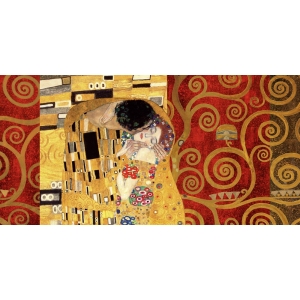Tableau sur toile. Gustav Klimt, Klimt Patterns – Le baiser (Gold)