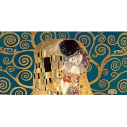 Cuadro famoso en canvas. Gustav Klimt, El beso, detalle (azul)