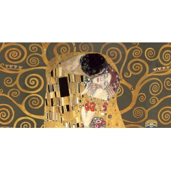 Wall art print and canvas. Gustav Klimt, The Kiss, detail (Grey variation)