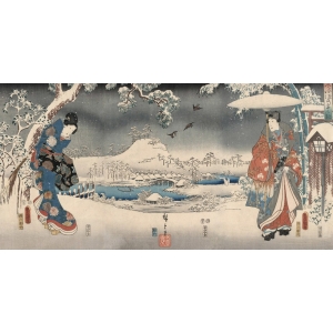 Tableau Japonais. Hiroshige, Paysage enneigé