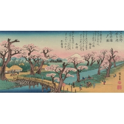 Leinwandbilder. Hiroshige, Abendlicht an der Koganei-Brücke, 1838