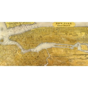 Quadro, stampa su tela. Joannoo, Gilded Map of NYC