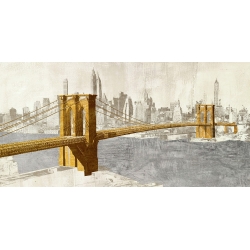 Quadro, stampa su tela. Joannoo, Brooklyn Bridge (Oro)