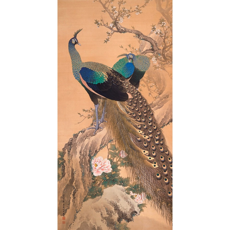 Wall art print and canvas. Imao KeinenImao Keinen, A Pair of Peacocks in Spring