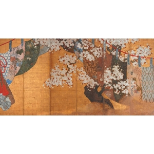 Cuadro japoneses en canvas. Anónimo, Pantalla y flor de cerezo