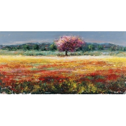 Cuadros de paisajes de campo en canvas. Florio, El árbol rosado