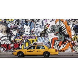 Leinwandbilder. Setboun, Taxi und Graffitiwand in Soho, New York