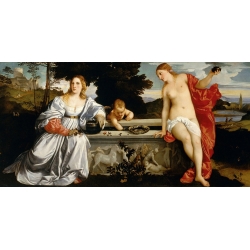 Cuadro en canvas. Tiziano, Amor sagrado y Amor profano