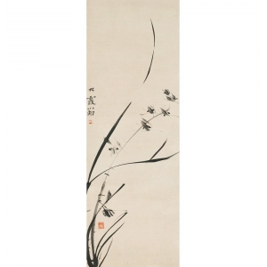 Cuadro japoneses en canvas. Anónimo, Orquídeas
