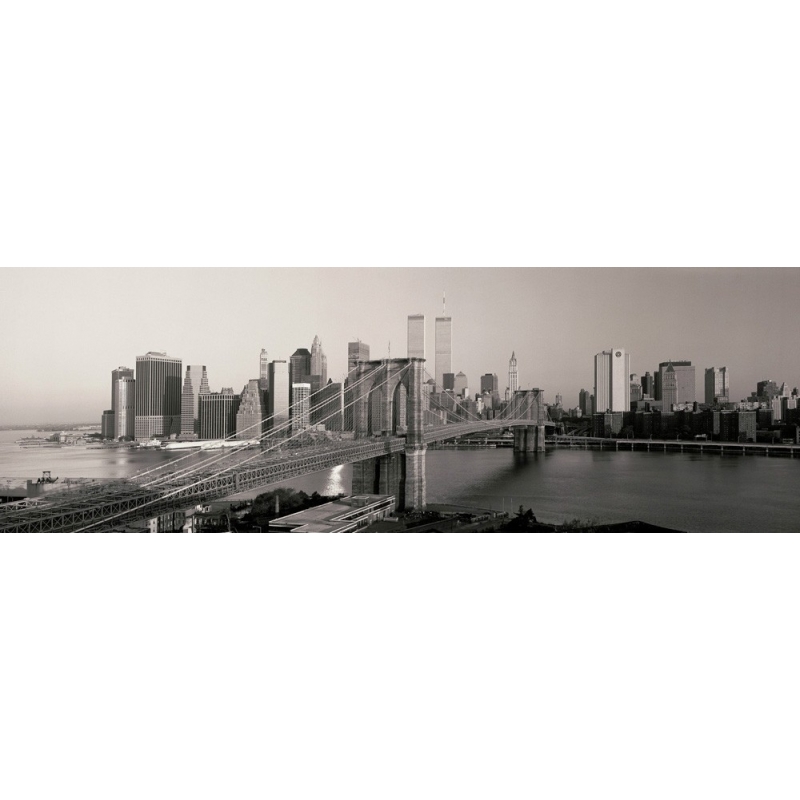 Quadro, stampa su tela. Joseph Sohm, Brooklyn Bridge e Manhattan al sorgere del sole