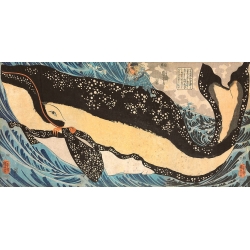 Leinwandbilder Japanische Kunst. Utagawa, Attacking the Giant Whale