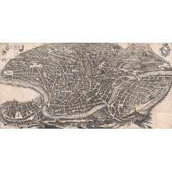Tableau sur toile. Matthaus Merian, Carte panoramique de Rome,