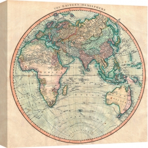 Cuadro mapamundi en canvas. Cary John, Mapa del hemisferio oriental