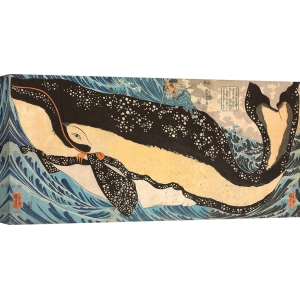 Cuadro japoneses en canvas. Kuniyoshi Utagawa, Miyamoto Musashi mata una ballena gigante