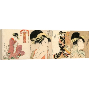 Tableau sur toile. Utamaro Kitagawa, Superbes femmes japonaises